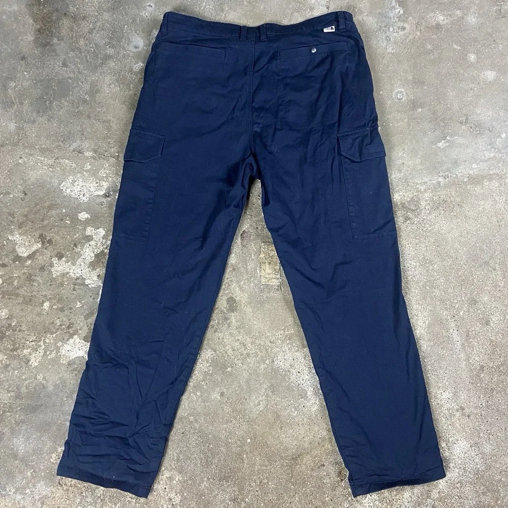 The‎ North Face Cargo Pants Size 38 Navy Blue Flannel Lined Regular Straight Fit